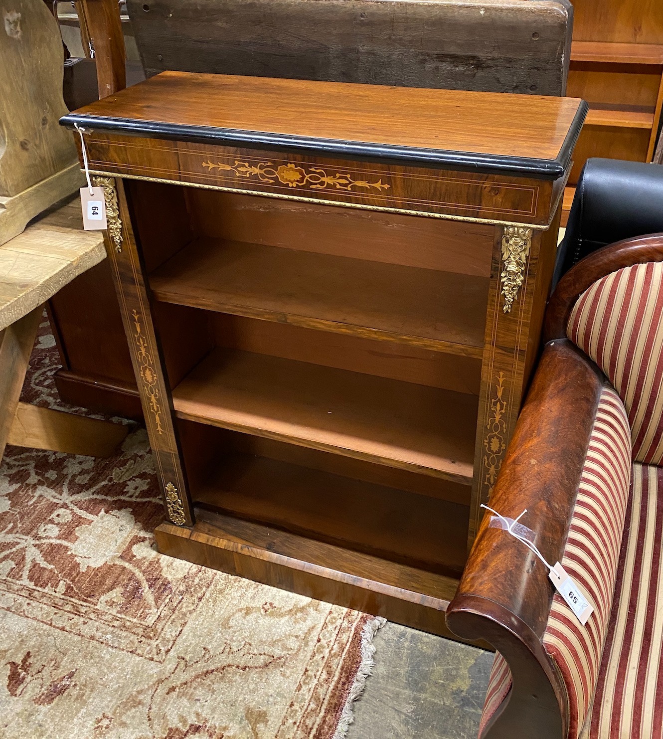 A 19th century French marquetry inlaid gilt metal mounted walnut pier cabinet, width 76cm, depth 29cm, height 98cm